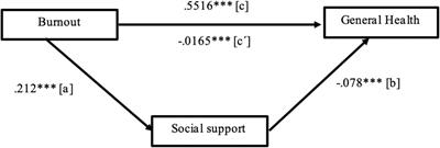 Social Support Mediates the Effect of Burnout on Health in Health Care Professionals